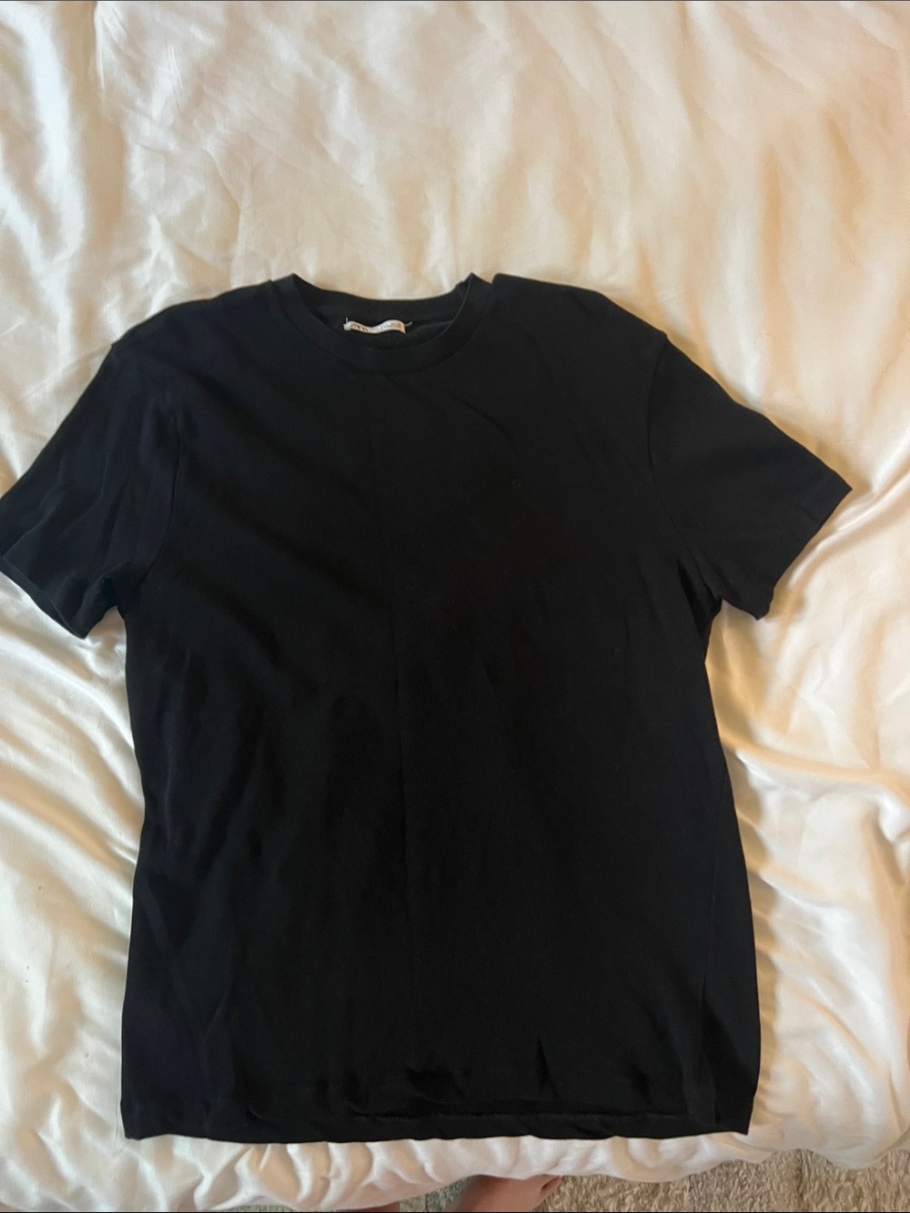 Zara Men's Black Knit Short Sleeve Crew Tee size Large